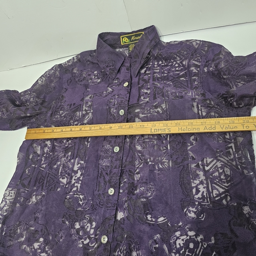 MIRASOL Purple Sheer Button-Up Shirt - Picture 5 of 8